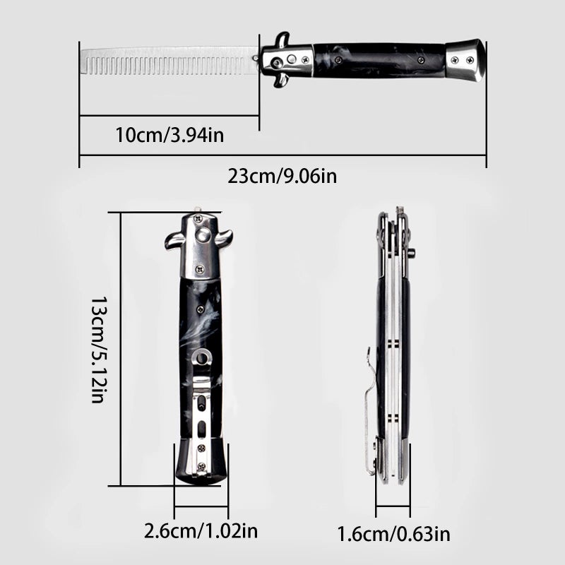 Flylin Folding Pocket Comb, Stainless Steel Beard Comb for Men, Switchblade Fine Tooth Mustache Combs Designed for Hair Salon Beauty Tool (Black) - Image 3