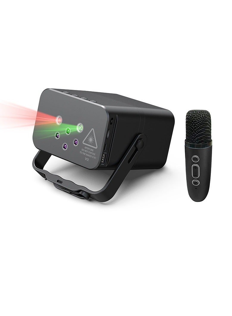 Mini stage light speaker V12, stage laser light speaker that can sing karaoke, new Bluetooth stage light speaker, suitable for children, friends' birthdays and holiday gifts - Image 1