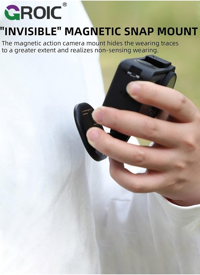 GROIC - Magnetic POV Neck Mount Holder with Lanyard Strap for GoPro13 12 11 10 9 /for Insta360 X3 Go3 Ace Pro/for DJI Osmo Action 5 Pro/Action 4 Osmo Pocket 3 Cameras - Image 1