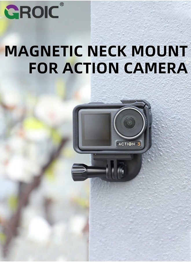 GROIC - Magnetic POV Neck Mount Holder with Lanyard Strap for GoPro13 12 11 10 9 /for Insta360 X3 Go3 Ace Pro/for DJI Osmo Action 5 Pro/Action 4 Osmo Pocket 3 Cameras - Image 1
