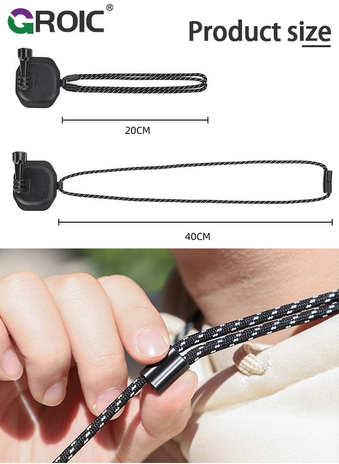 GROIC - Magnetic POV Neck Mount Holder with Lanyard Strap for GoPro13 12 11 10 9 /for Insta360 X3 Go3 Ace Pro/for DJI Osmo Action 5 Pro/Action 4 Osmo Pocket 3 Cameras - Image 1