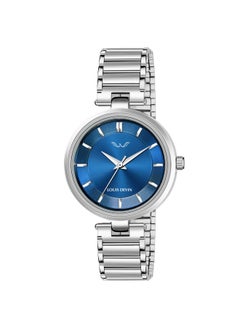 LOUIS DEVIN LOUIS DEVIN Stainless Steel Chain Analog Wrist Watch For Women Zl152-Blu, Blue Dial, Silver Band  - Image 1