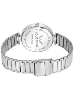 LOUIS DEVIN LOUIS DEVIN Stainless Steel Chain Analog Wrist Watch For Women Zl152-Blu, Blue Dial, Silver Band  - Image 3
