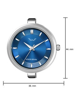 LOUIS DEVIN LOUIS DEVIN Stainless Steel Chain Analog Wrist Watch For Women Zl152-Blu, Blue Dial, Silver Band  - Image 4