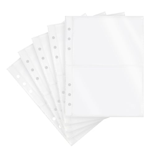 Dajino 20 Sheets Clear Binder Sleeves Pocket Sheets Protectors Double Sided Plastic Sleeves for Binder Refill, Photo Card Sticker Organizer Pocket Pages Binder Inserts for 6 Ring A5 Binder (2-Pocket) - Image 1