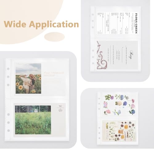 Dajino 20 Sheets Clear Binder Sleeves Pocket Sheets Protectors Double Sided Plastic Sleeves for Binder Refill, Photo Card Sticker Organizer Pocket Pages Binder Inserts for 6 Ring A5 Binder (2-Pocket) - Image 5