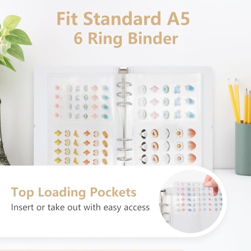 Dajino 20 Sheets Clear Binder Sleeves Pocket Sheets Protectors Double Sided Plastic Sleeves for Binder Refill, Photo Card Sticker Organizer Pocket Pages Binder Inserts for 6 Ring A5 Binder (2-Pocket) - Image 2