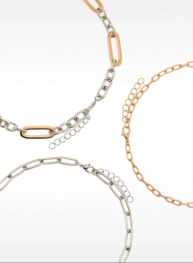 PARFOIS Set Of Necklaces With Bicolor Links