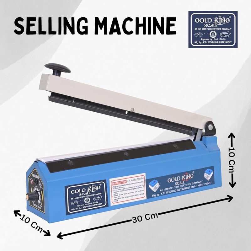 GOLD KING SCALE GOLD KING 12Inch Heat Sealing Machine Plastic Packaging Vacuum Sealer for Food Plastic Bags Food Vacuum Packing Machine for Home Commercial Use Pack of 1 Blue  - Image 3