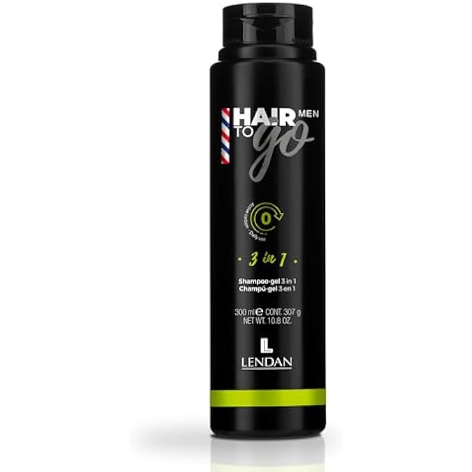 Lendan HAIR TO GO MEN 3-IN-1 SHAMPOO SHOWER GEL SHAMPOO AND SHAVING GEL DEEP CLEANSING WITH ACTIVATED CARBON AND GINSENG REMOVES IMPURITIES MOISTURIZES SKIN - Image 1