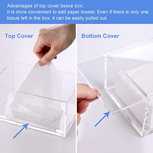 SANRUI Clear Acrylic Facial Tissue Box Cover Holder with 8mm Top Lid Rectangle Napkin Dispenser Organizer for Bathroom, Kitchen and Office Desk - Image 2