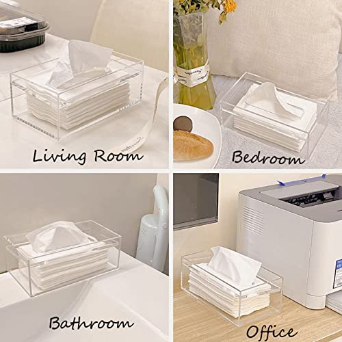 SANRUI Clear Acrylic Facial Tissue Box Cover Holder with 8mm Top Lid Rectangle Napkin Dispenser Organizer for Bathroom, Kitchen and Office Desk - Image 4