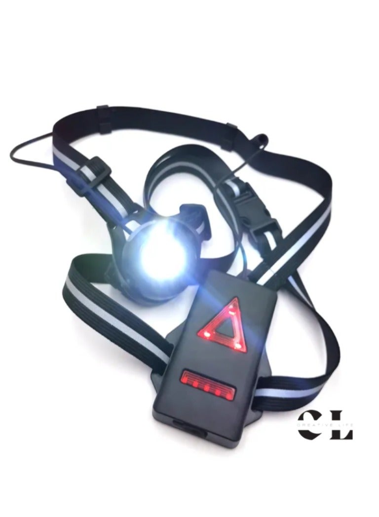 CREATIVE LIFE High Quality Waterproof Adjustable 500 Lumens USB Rechargeable Reflective Strap Run Light Running Chest Light for Running, Camping, Hiking And Fishing - Image 2