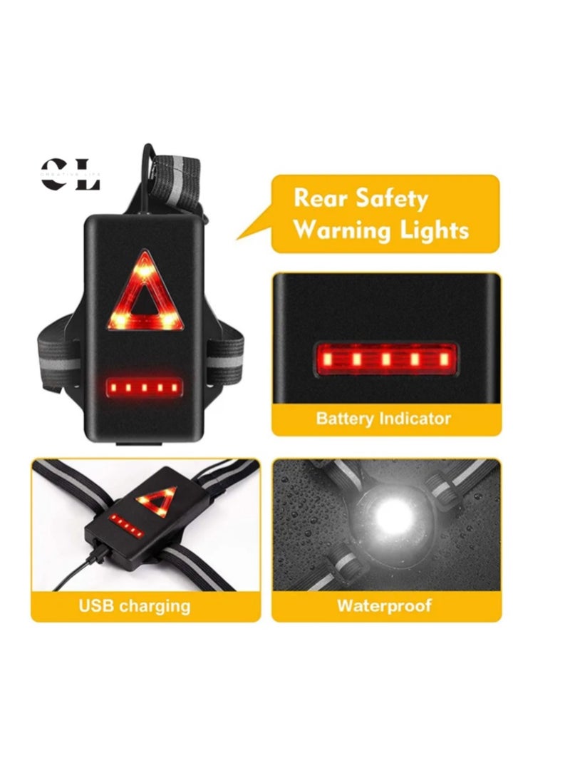 CREATIVE LIFE High Quality Waterproof Adjustable 500 Lumens USB Rechargeable Reflective Strap Run Light Running Chest Light for Running, Camping, Hiking And Fishing - Image 3