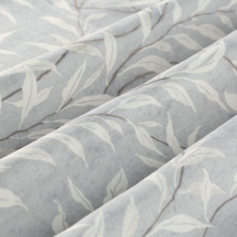 VOGOL Grey Window Valances for Farmhouse, 1 Panel Leaves Printed Linen Look Kitchen Valance, W 42 x L 18 Mini Size Country Style Rod Pocket Curtains for Sliding Door - Image 5