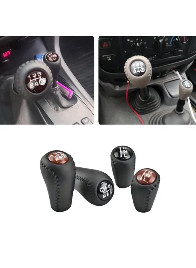 2 Piece Black Faux Leather Gear Shift Knob For Toyota Prado LC120 5 Speed Manual Transmission - Image 1