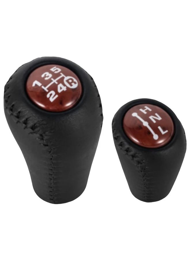 2 Piece Black Faux Leather Gear Shift Knob For Toyota Prado LC120 5 Speed Manual Transmission - Image 4