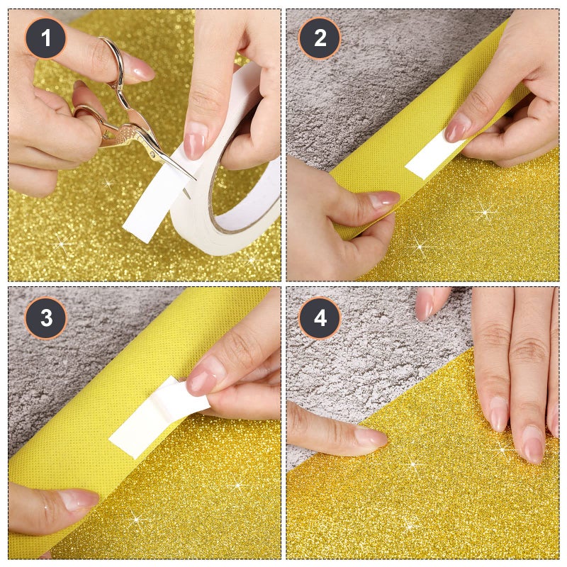 Tatuo Carpet Runner for Party Runway Rug 55 GMS Thickness with Tape for Prom Wedding Christmas Halloween Thanksgiving Outdoor Indoor Hallway Party Decoration(4.6 x 16.4 Feet,Glitter Gold) - Image 4