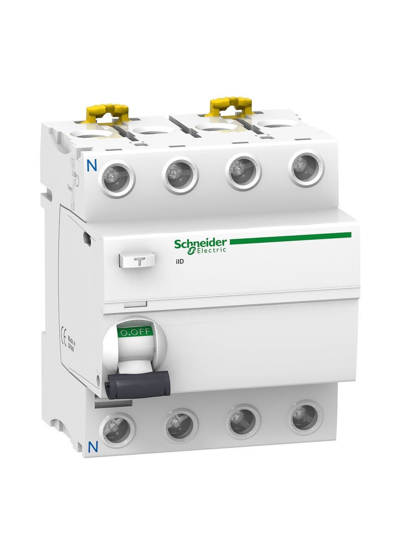 Schneider Electric A9R12491 Residual current circuit breaker Acti 9 iID - RCCB - 4P - 100A - 100mA - type AC 