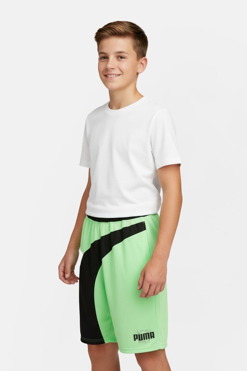 PUMA Kids Boy Sportswear Fit Training Shorts, Lime Green - Image 1