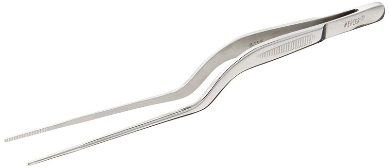 Mercer Culinary 188 Stainless Steel Chef Plating Tongs Offset Tip 612 Inch