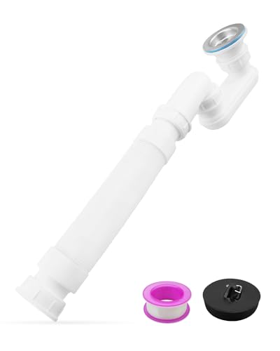 Nahntaipy Bathtub Shower Drain Pipe, Low Profile 1-1/2" P Trap Fit for Freestanding Bathtubs and RV Bathtubs - Image 1