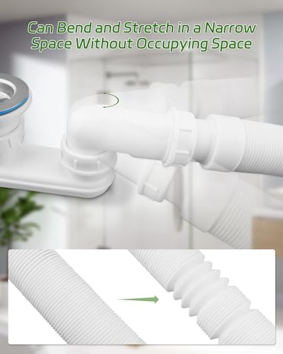 Nahntaipy Bathtub Shower Drain Pipe, Low Profile 1-1/2" P Trap Fit for Freestanding Bathtubs and RV Bathtubs - Image 5