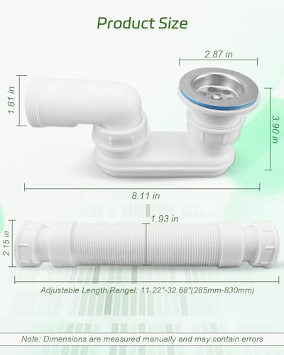 Nahntaipy Bathtub Shower Drain Pipe, Low Profile 1-1/2" P Trap Fit for Freestanding Bathtubs and RV Bathtubs - Image 4
