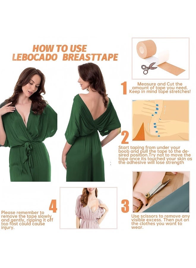 LEBOCADO Breast Lift Tape with Nipple Covers - Waterproof & Breathable Adhesive Push Up Boob Tape for A-E Cup Sizes, Strapless Support for Wedding Backless Dresses - Image 5