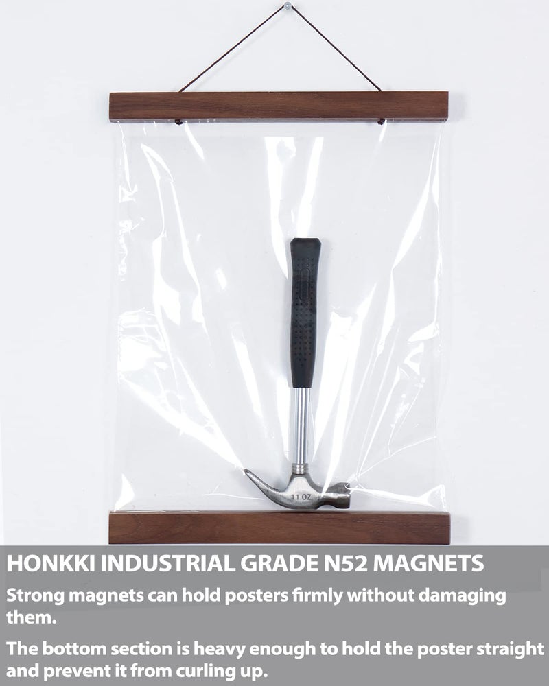 HONKKI Magnetic Poster Hanger Frame 10 Inch Wide  Walnut  Strong Magnet  Premium Wood and Quick Assembly  Wall Hanging Wooden Frame for Posters  Scroll  Picture  Print  10x14 10x13 10x10 - Image 4