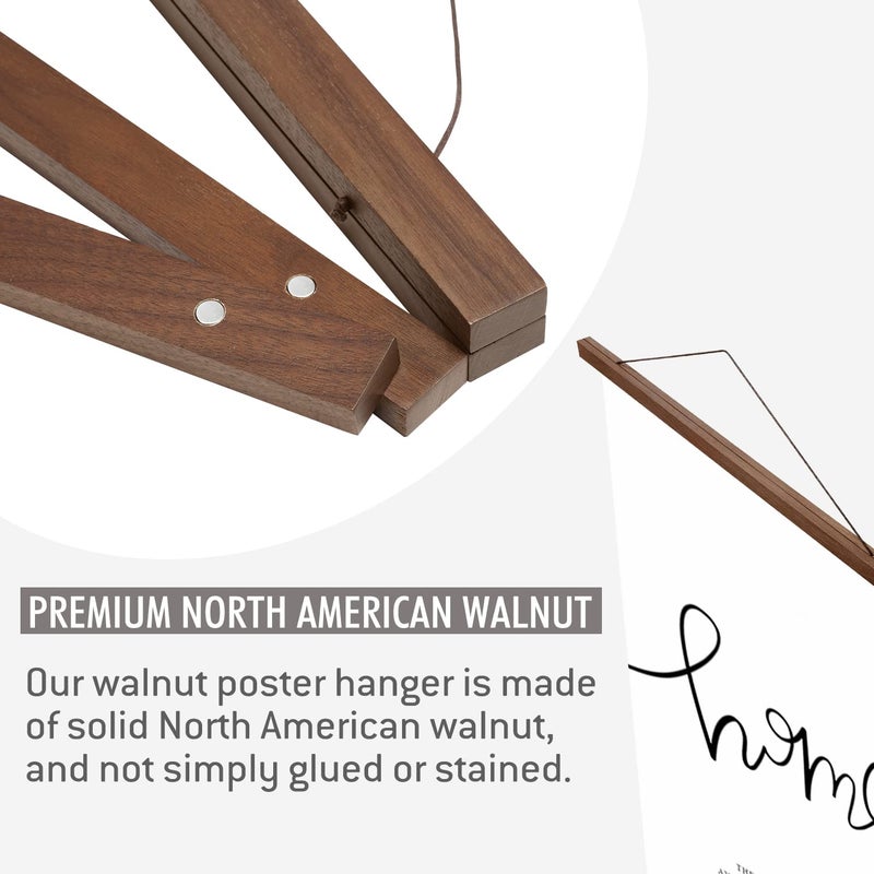 HONKKI Magnetic Poster Hanger Frame 10 Inch Wide  Walnut  Strong Magnet  Premium Wood and Quick Assembly  Wall Hanging Wooden Frame for Posters  Scroll  Picture  Print  10x14 10x13 10x10 - Image 5