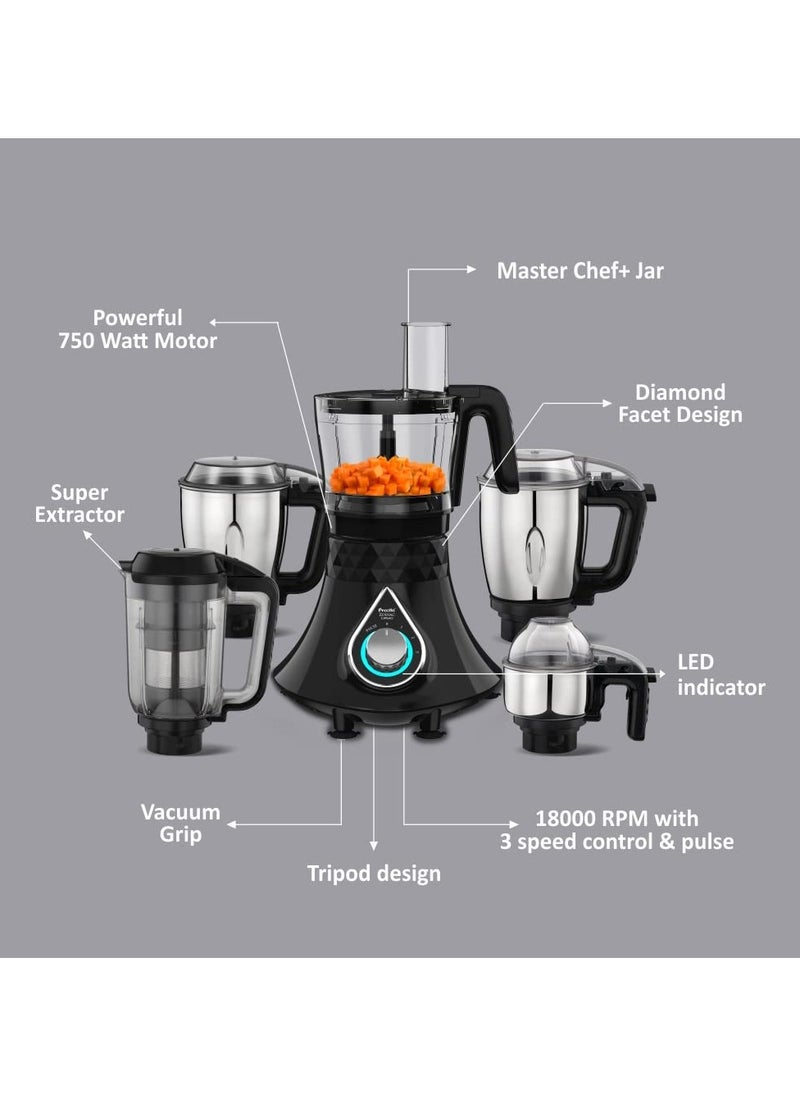 Preethi Zodiac Cosmo MG236 Mixer Grinder 750 watt with 5 Jars Includes Super Extractor juicer Jar & Master Chef + Food Processor Jar, Black - pzsku/ZB578715FE9111FAC3A7BZ/45/_/1722911767/2ea42620-b00d-4c5f-8bf8-b0cc69de907f