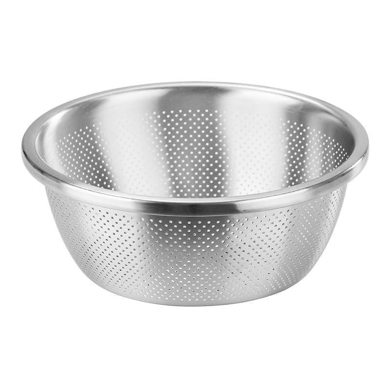 PIPULSE Versatile Fine Mesh Strainer Colander Set Ideal for Washing Draining and Fruit Washing Cooking Rice Pasta Vegetable Draining Food Mixing with Salad Mixing Bowl 22x22x10 CM - Image 1