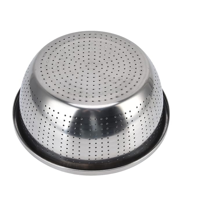 PIPULSE Versatile Fine Mesh Strainer Colander Set Ideal for Washing Draining and Fruit Washing Cooking Rice Pasta Vegetable Draining Food Mixing with Salad Mixing Bowl 22x22x10 CM - Image 3