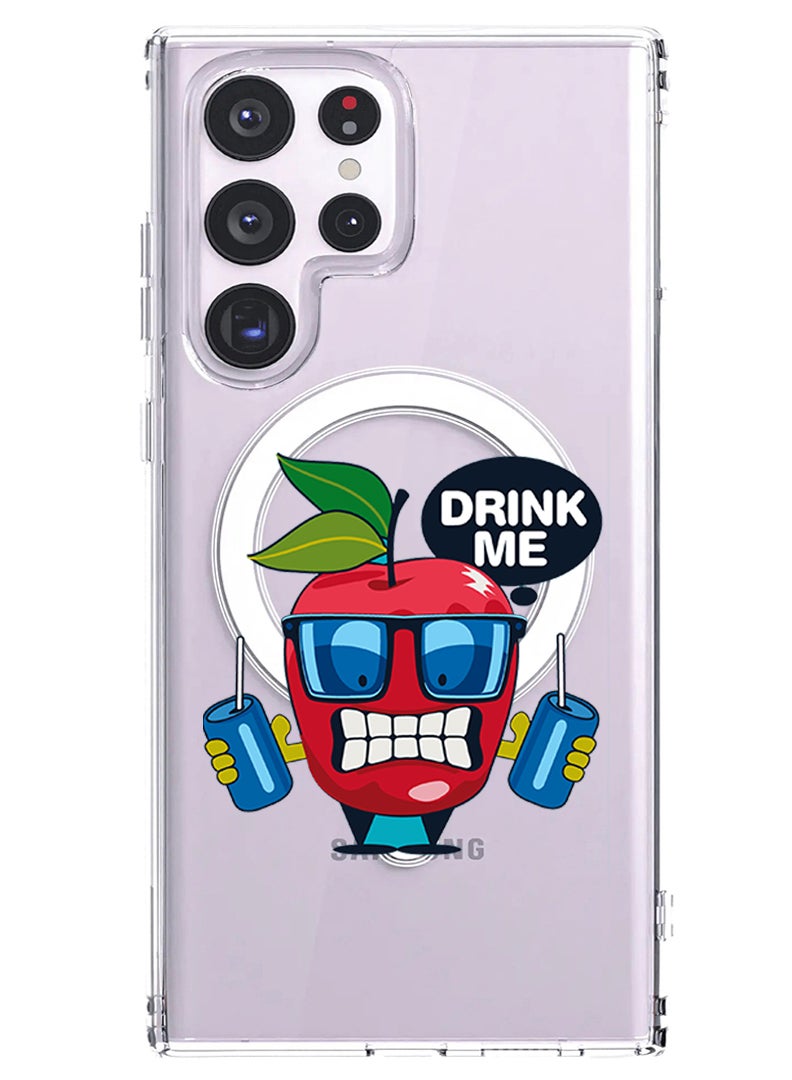 Theodor Magnetic Case for Samsung Galaxy S23 Ultra 6.8-inch Compatible with MagSafe Wireless Charging, Shockproof Phone Bumper Cover Apple drink me copy - Image 1