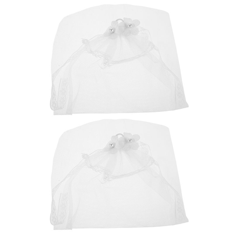 2pcs Mini Bridal Veil for Doll: Doll Wedding Veil Cute Tiny Gauze Headpiece for Wedding Photography Fashion Dress Accessories - Image 5