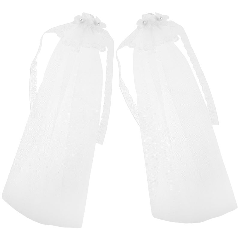 2pcs Mini Bridal Veil for Doll: Doll Wedding Veil Cute Tiny Gauze Headpiece for Wedding Photography Fashion Dress Accessories - Image 1