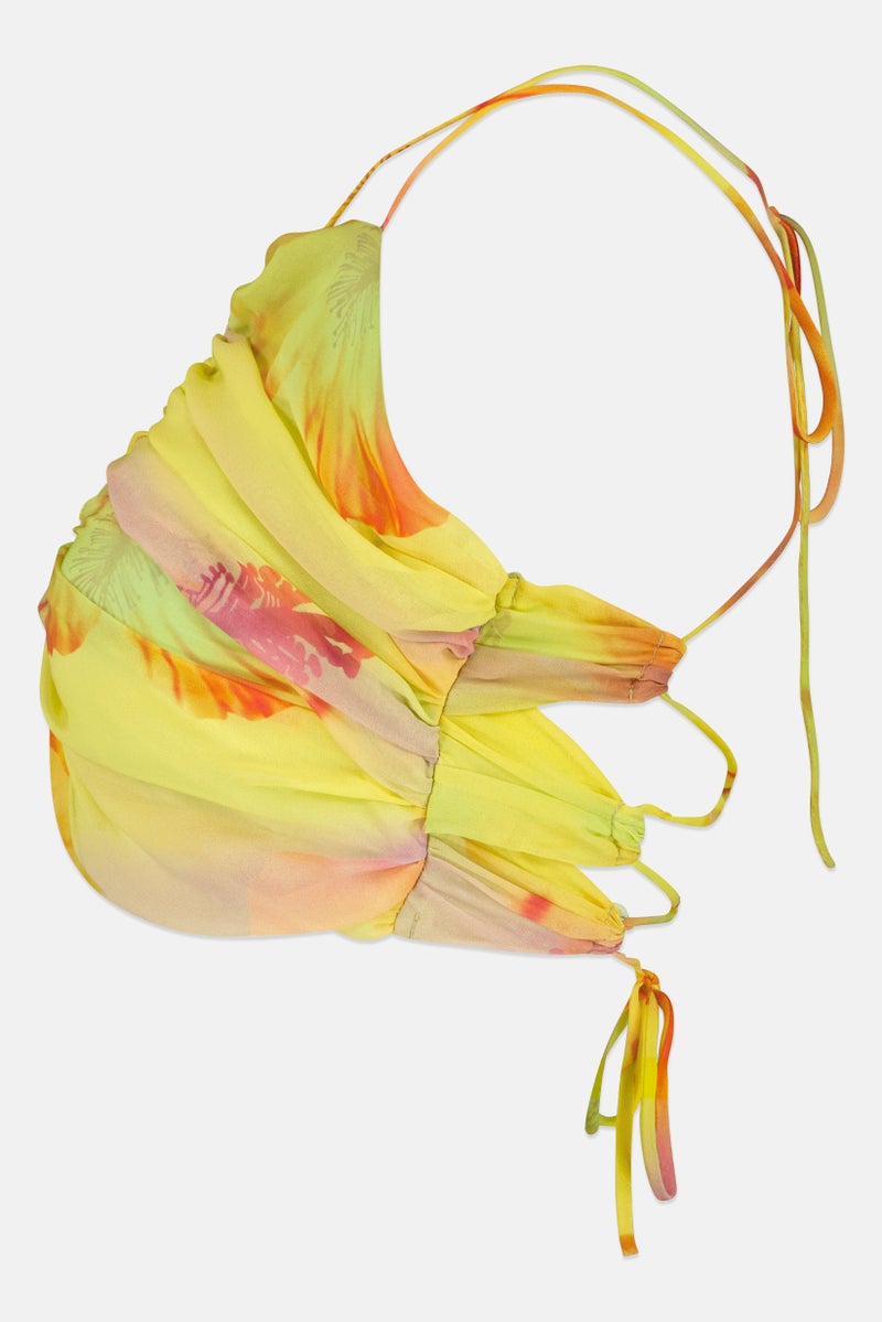 Bershka Women Halter Neck Sleeveless Marble Print Tops, Multicolor - Image 4