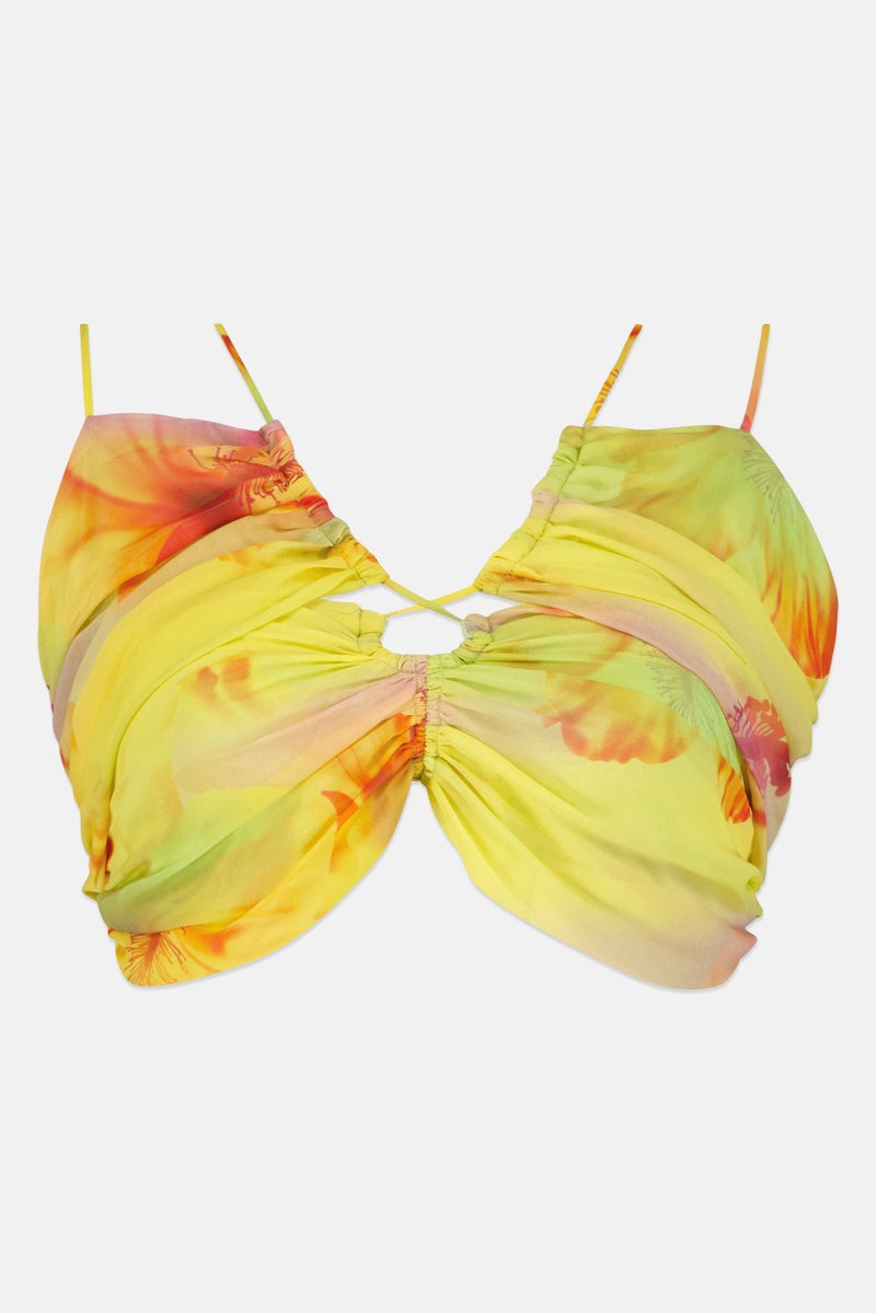 Bershka Women Halter Neck Sleeveless Marble Print Tops, Multicolor - Image 2