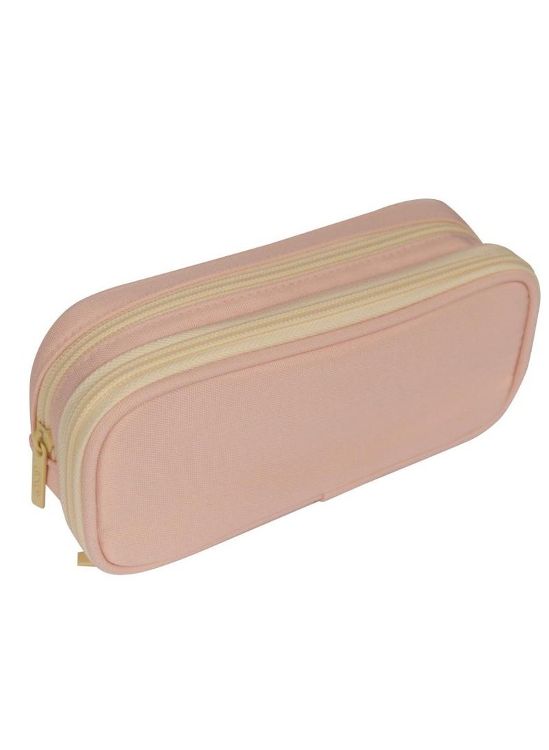ROCO Soft Pencil Case Plain Color with Printed Logo Front Pocket Lotus Pink - Image 1