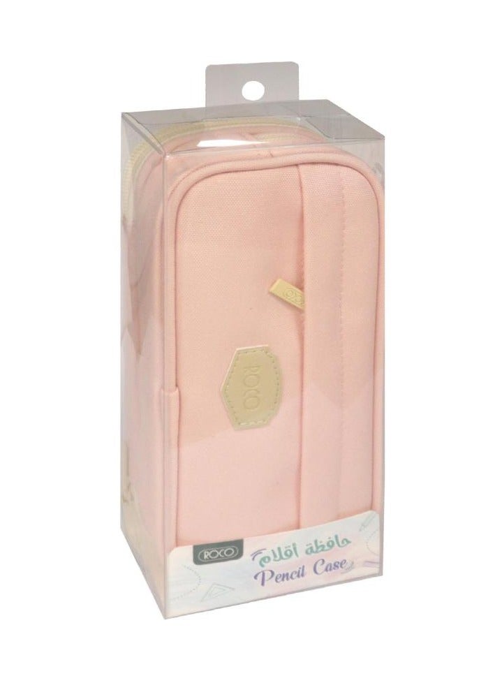 ROCO Soft Pencil Case Plain Color with Printed Logo Front Pocket Lotus Pink - Image 4