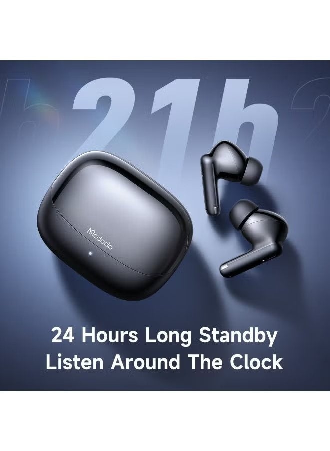 Mcdodo Wireless Earbuds Bluetooth 5.3 with 40H Battery Life, Fast Charging Case, Deep Bass Stereo Sound, Touch Control, Compact Comfortable Fit, IPX4 Splash Resistant, Noise Isolation, Black - Image 4