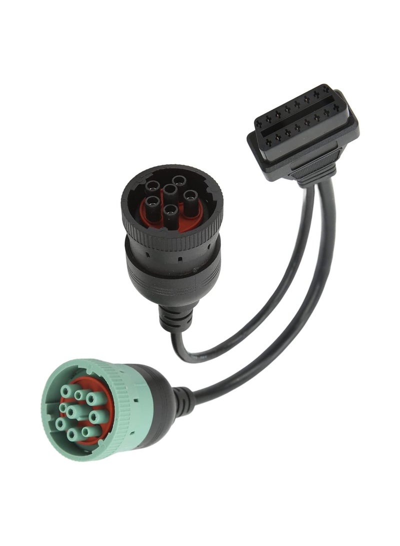 Obd2 الثقيلة شاحنة مسح كابل 9 دبوس إلى 16 دبوس obd2 شاحنة ماسح ضوئي تشخيصي مهائي كابلات الأخضر Y كابلات الموصلات لشاحنات السيارات - Image 1
