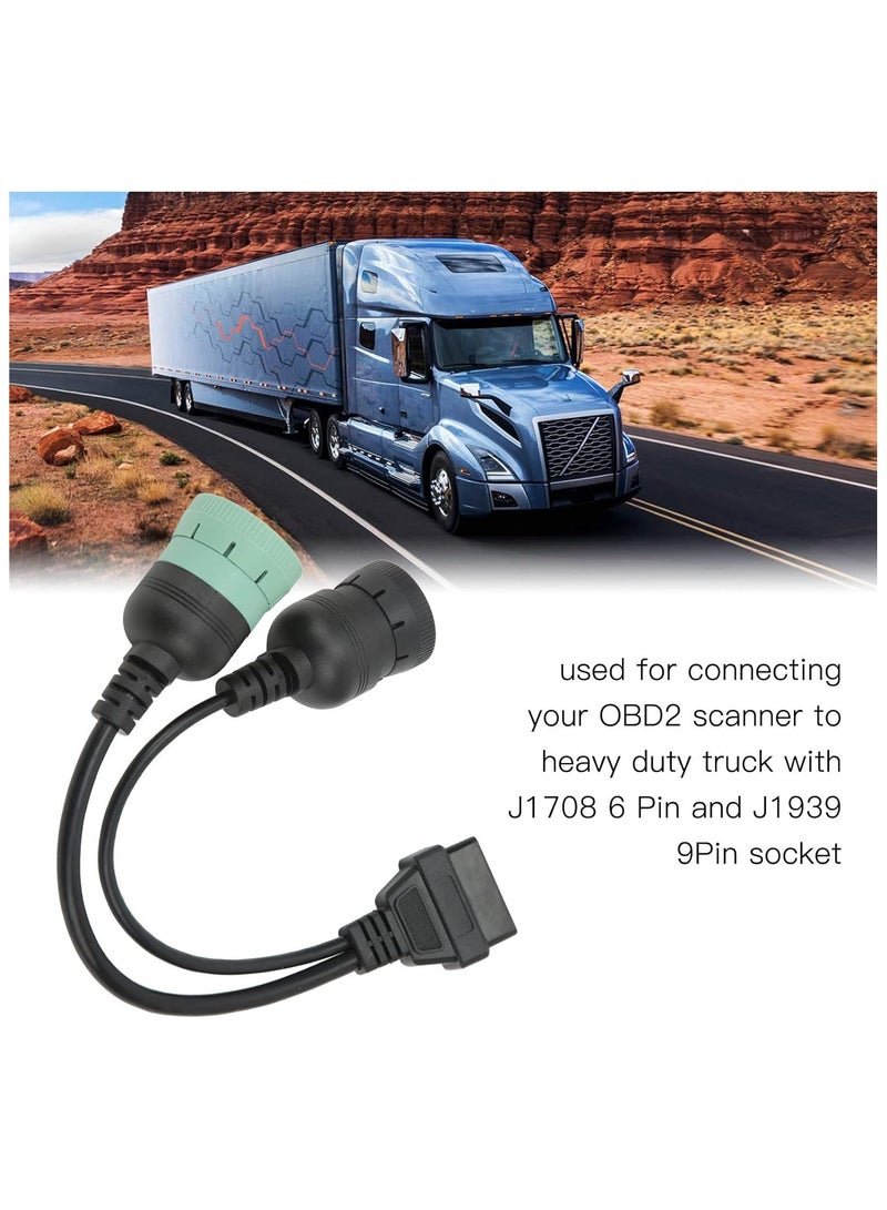 Obd2 الثقيلة شاحنة مسح كابل 9 دبوس إلى 16 دبوس obd2 شاحنة ماسح ضوئي تشخيصي مهائي كابلات الأخضر Y كابلات الموصلات لشاحنات السيارات - Image 2