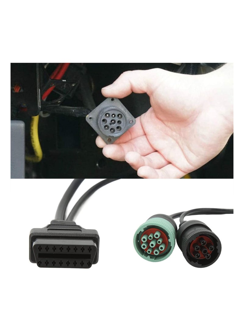 Obd2 الثقيلة شاحنة مسح كابل 9 دبوس إلى 16 دبوس obd2 شاحنة ماسح ضوئي تشخيصي مهائي كابلات الأخضر Y كابلات الموصلات لشاحنات السيارات - Image 3