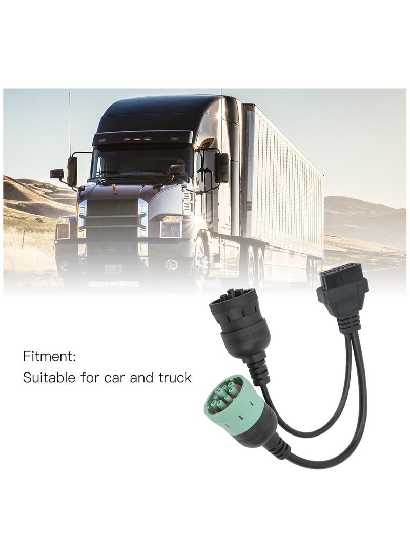 Obd2 الثقيلة شاحنة مسح كابل 9 دبوس إلى 16 دبوس obd2 شاحنة ماسح ضوئي تشخيصي مهائي كابلات الأخضر Y كابلات الموصلات لشاحنات السيارات - Image 4