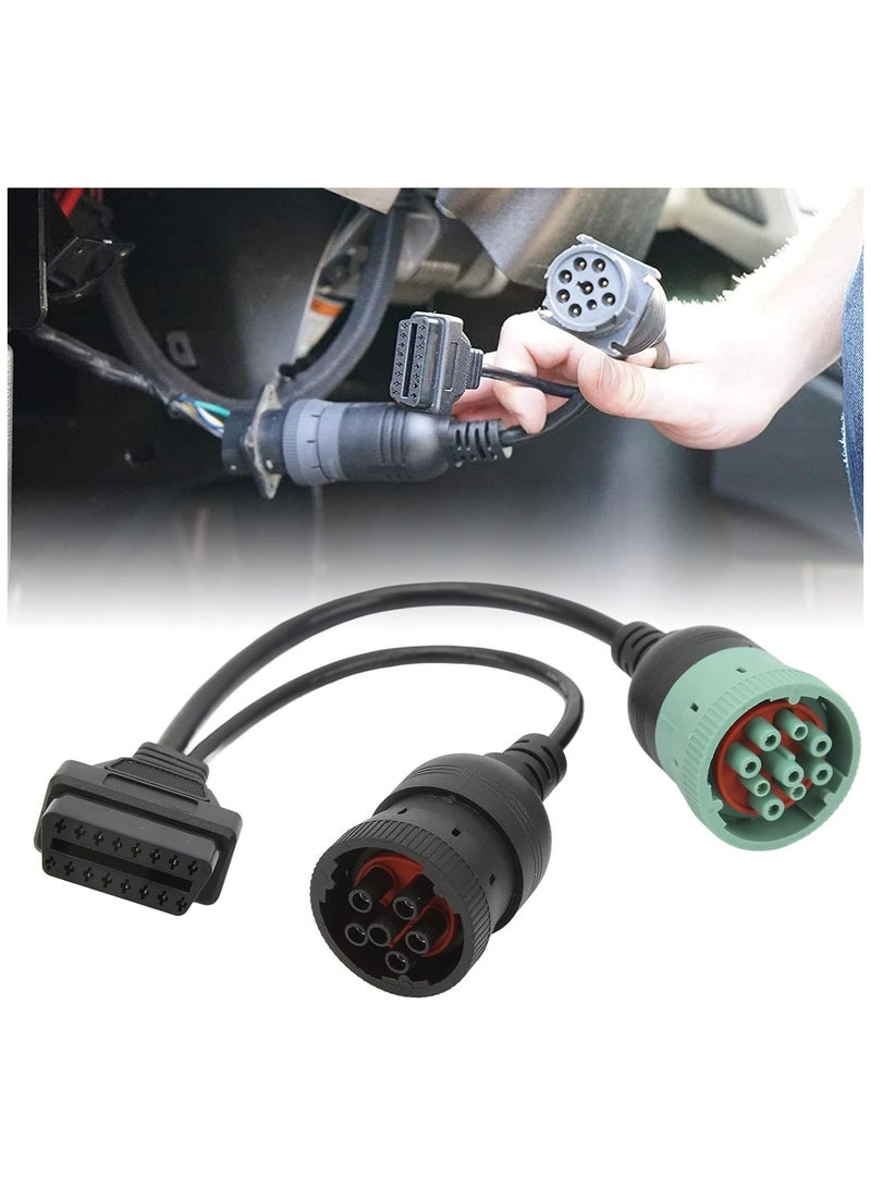 Obd2 الثقيلة شاحنة مسح كابل 9 دبوس إلى 16 دبوس obd2 شاحنة ماسح ضوئي تشخيصي مهائي كابلات الأخضر Y كابلات الموصلات لشاحنات السيارات - Image 5