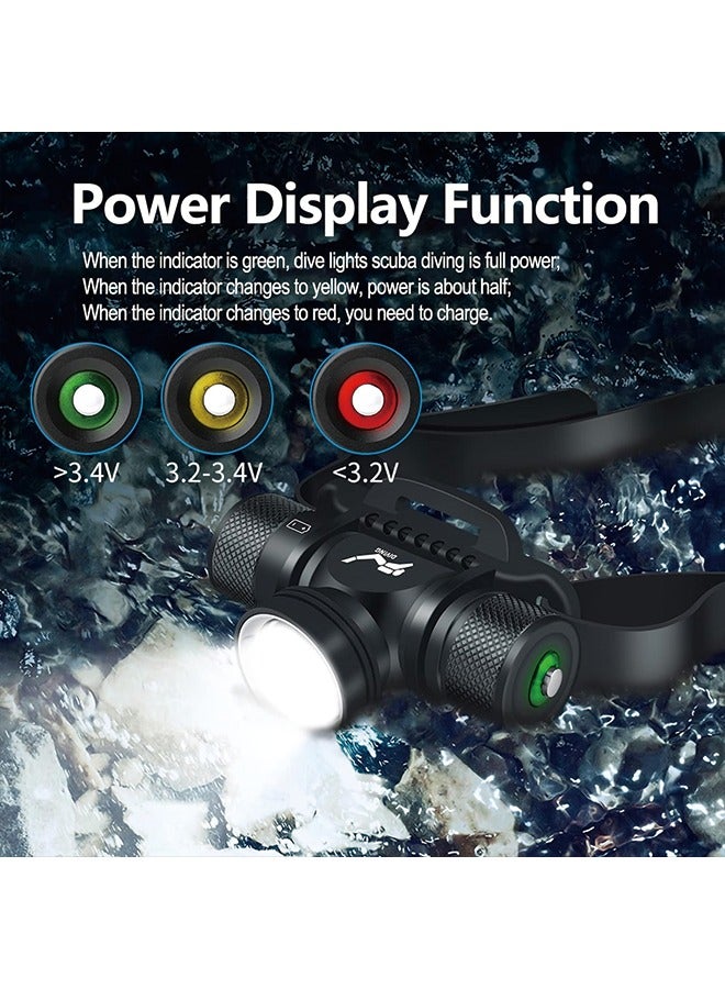 BORUIT Scuba Diving Headlamp Professional LED Dive Light Underwater Flashlight Headlight 1200 Lumens Super Bright 5 Modes IPX8 Waterproof Submarine Safety Head Lamp for Snorkeling Caving Swimming - Image 4