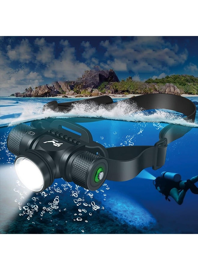 BORUIT Scuba Diving Headlamp Professional LED Dive Light Underwater Flashlight Headlight 1200 Lumens Super Bright 5 Modes IPX8 Waterproof Submarine Safety Head Lamp for Snorkeling Caving Swimming - Image 2