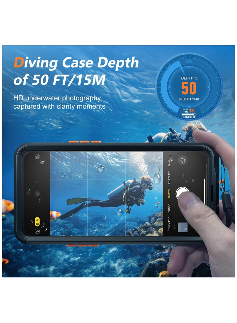 SOLARAE Waterproof Case for iPhone, Underwater Snorkeling Diving Phone Case for iPhone 15 14 13 12 /15Pro 14Pro 13Pro 12Pro, HD Underwater Photography Snorkeling Case Travel Essentials, Dry Bag iPhone, Black - Image 3